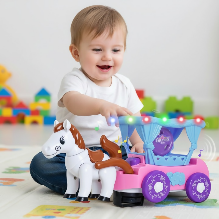 Cartoon Flash Carriage Musical Toy – Light & Sound Fun for Kids