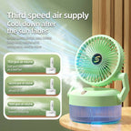 800ML Rechargeable Desktop Humidification Fan Portable Foldable Spray Misting Fan With Blue Light (Random Colour)
