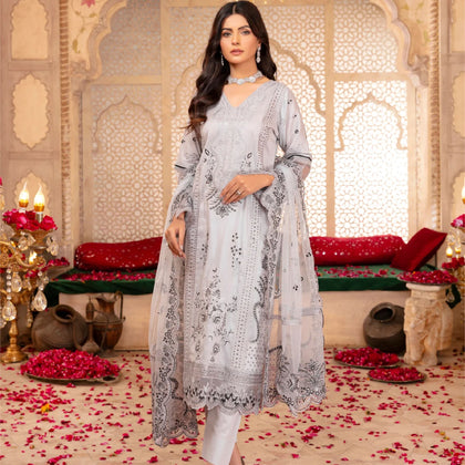 Unstitched Suit, Reem Premium Lawn Ensemble, for Women