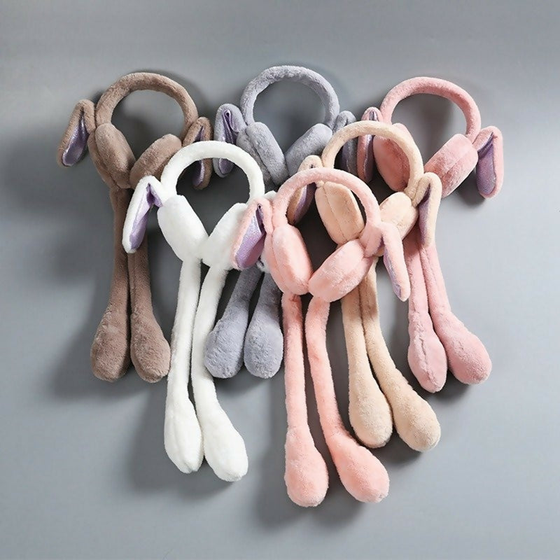 Cute Jumping Rabbit Earmuffs Hat with Moving Ears – Plush Airbag Toy Cap for Kids (Random Color)