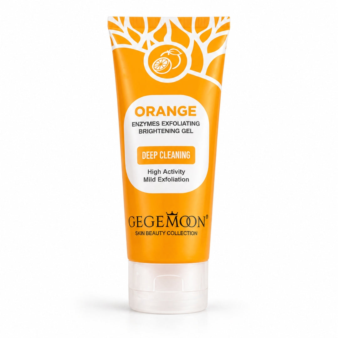 Orange exfoliating gel helps remove surface buildup for smoother-feeling skin.