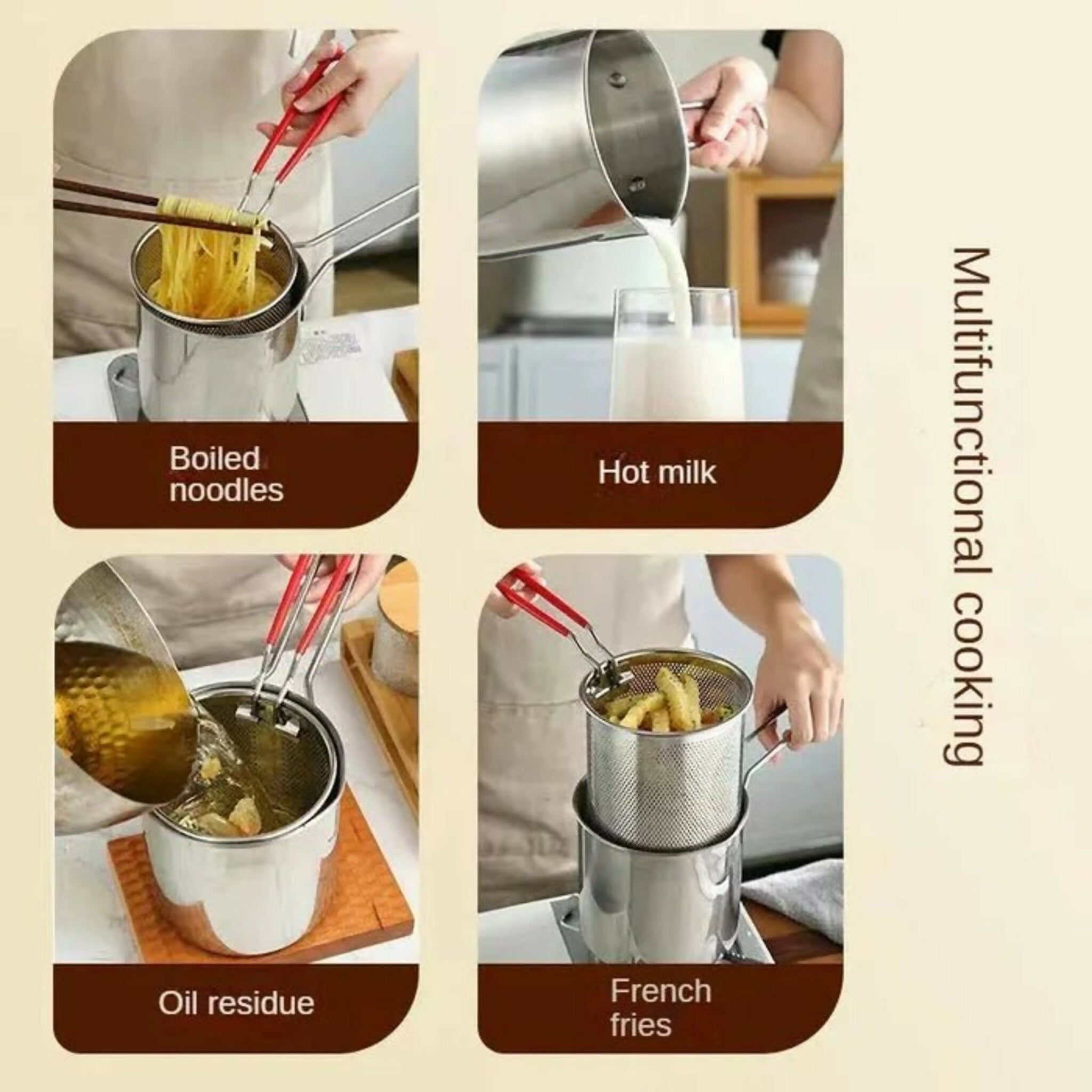 Stainless Steel Deep Fryer Pot with Strainer