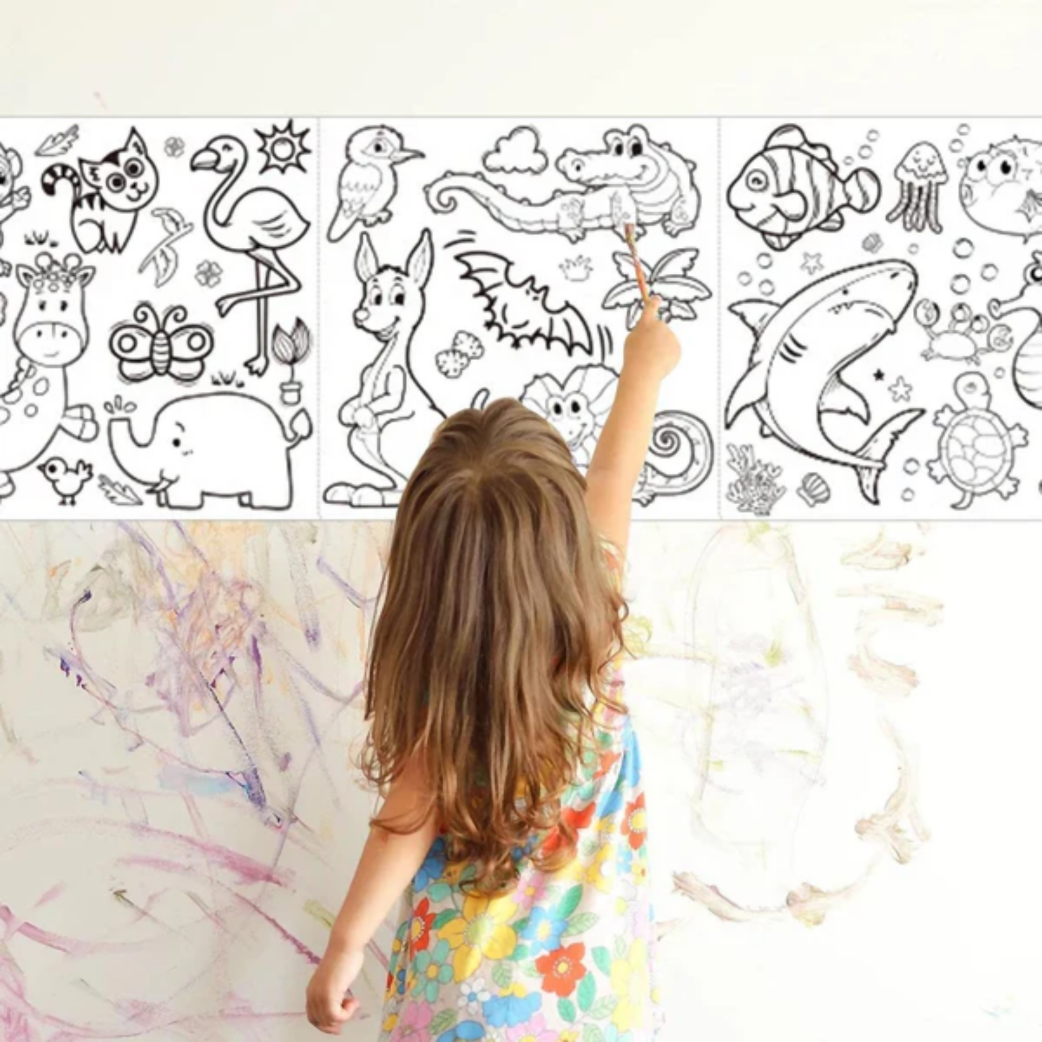 Coloring Drawing Roll Sticker, Creative & Educational Fun, for Kids'