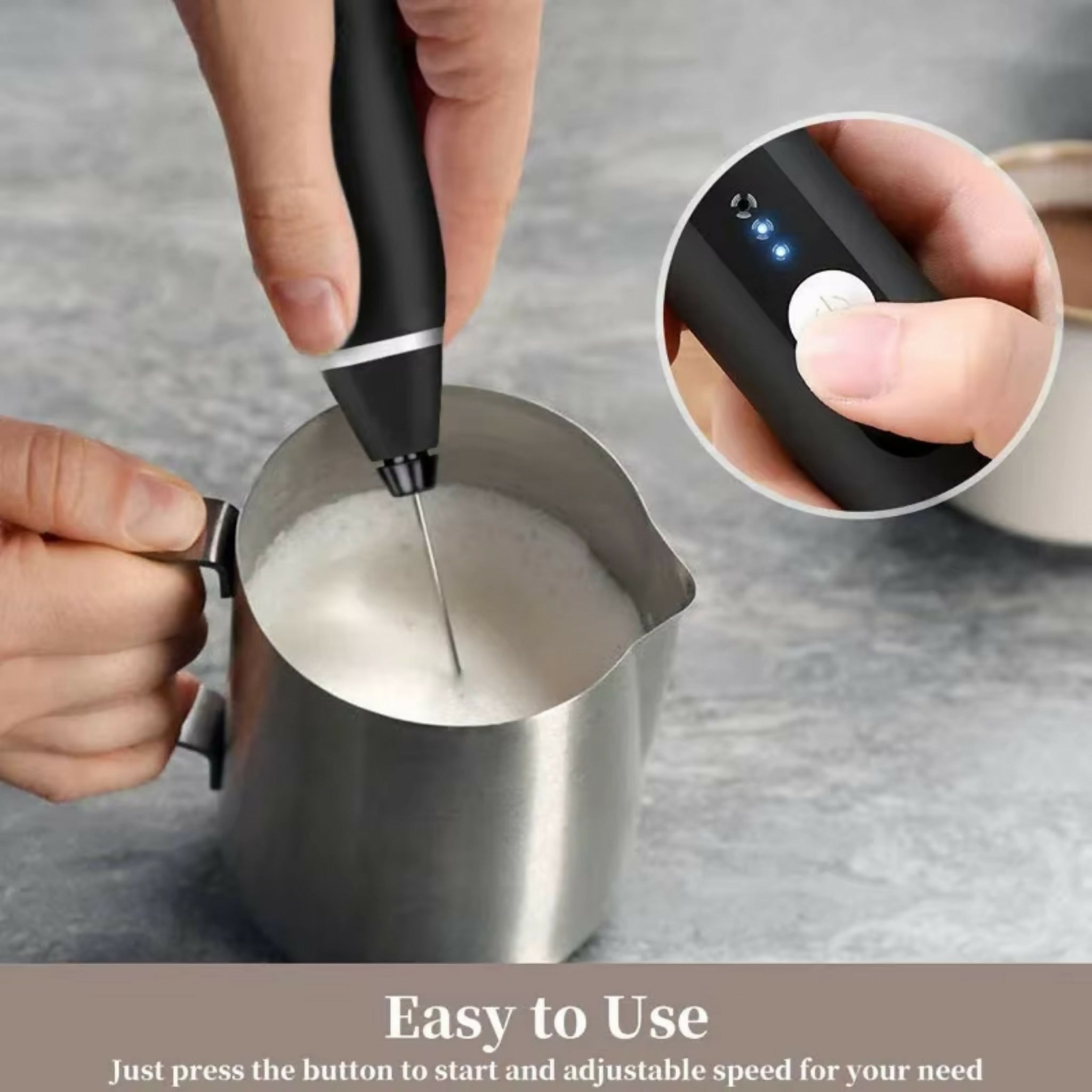 Rechargeable Coffee Beater & Milk Frother – USB Electric Stainless Steel Whisk for Coffee, Cappuccino, Latte, Matcha & Hot Chocolate