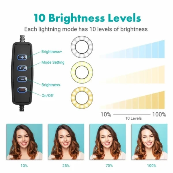 6-Inch Multi-Position Fill Light | Selfie Ring Light with Tripod Stand & Phone Holder | 3 Color Modes | USB Powered | Multicolor