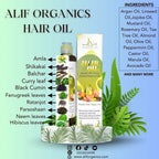 Alif Organics Natural Hair Oil | Infused with Herb & Botanical Oils | Promotes Growth & Reduces Hair Fall | 200ML