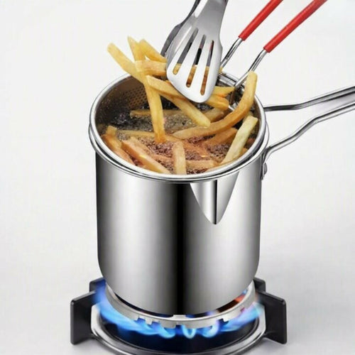 Deep Frying Pot with Strainer Basket
