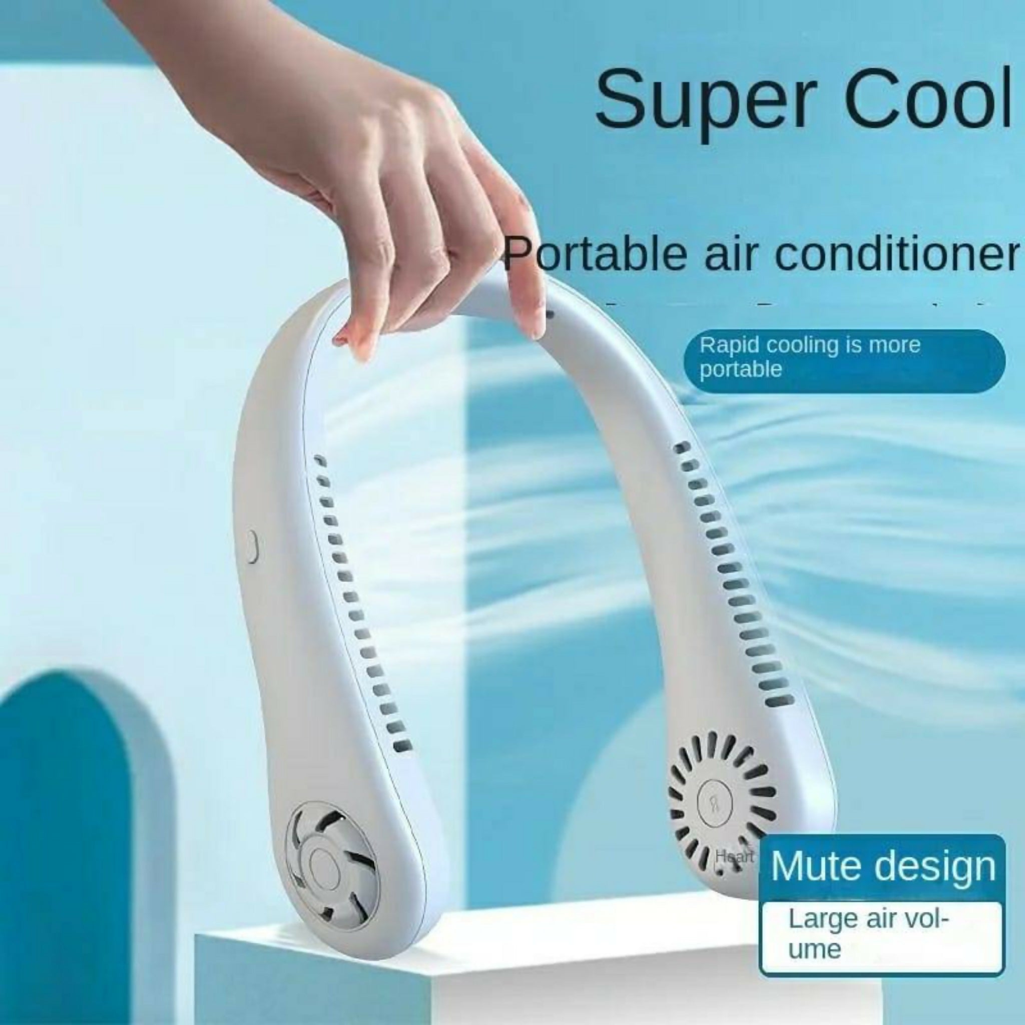 Portable Bladeless Neck Cooler – USB Rechargeable 360° Neck Fan | Hands-Free Personal Cooling