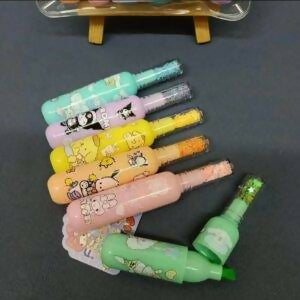 Pack of 6 Bottle Shaped Kromi Character Highlighters for Girls and Boys – Cute Stationery Set