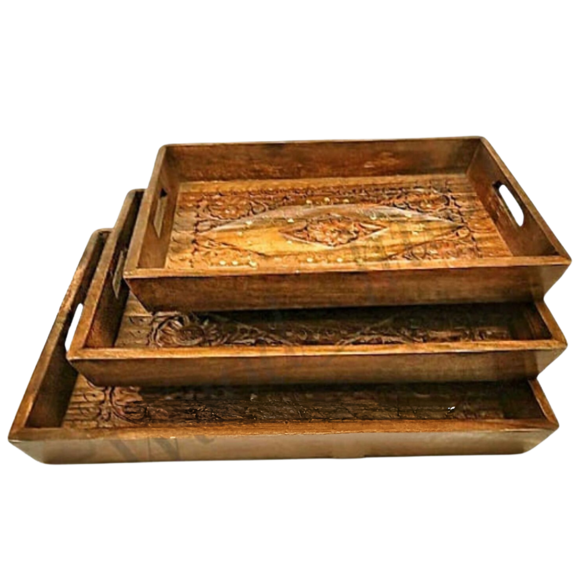 Wooden Tray Set