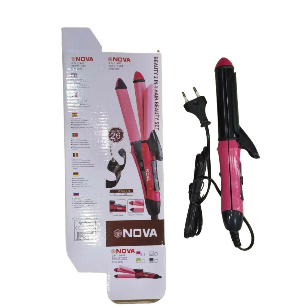 2-in-1 Hair Styler, Straightener & Curler, Quick Heat, for All Hair Types