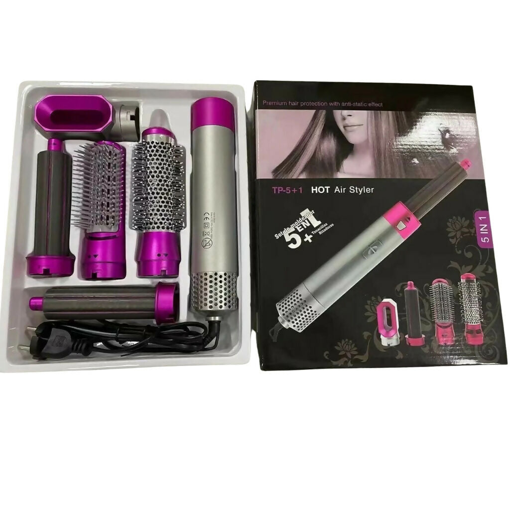 5 in 1 Hot Air Brush Styler, Dryer Straightener Curler Combo, for Women
