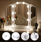 Dimmable LED Vanity Mirror Lights Kit – 10 LED Hollywood Style Bulbs for Makeup Dressing Table & Bathroom Mirror