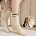 Pack 10 Pairs Women's Mid-Thick Breathable Socks (Skin & Black)