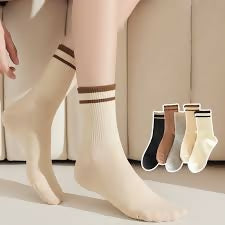 Pack 10 Pairs Women's Mid-Thick Breathable Socks (Skin & Black)