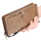 Balebaily Long Zipper Wallet for Men & Women PU Leather Wallet with 15 Card Slots Phone Pocket and Photo Window