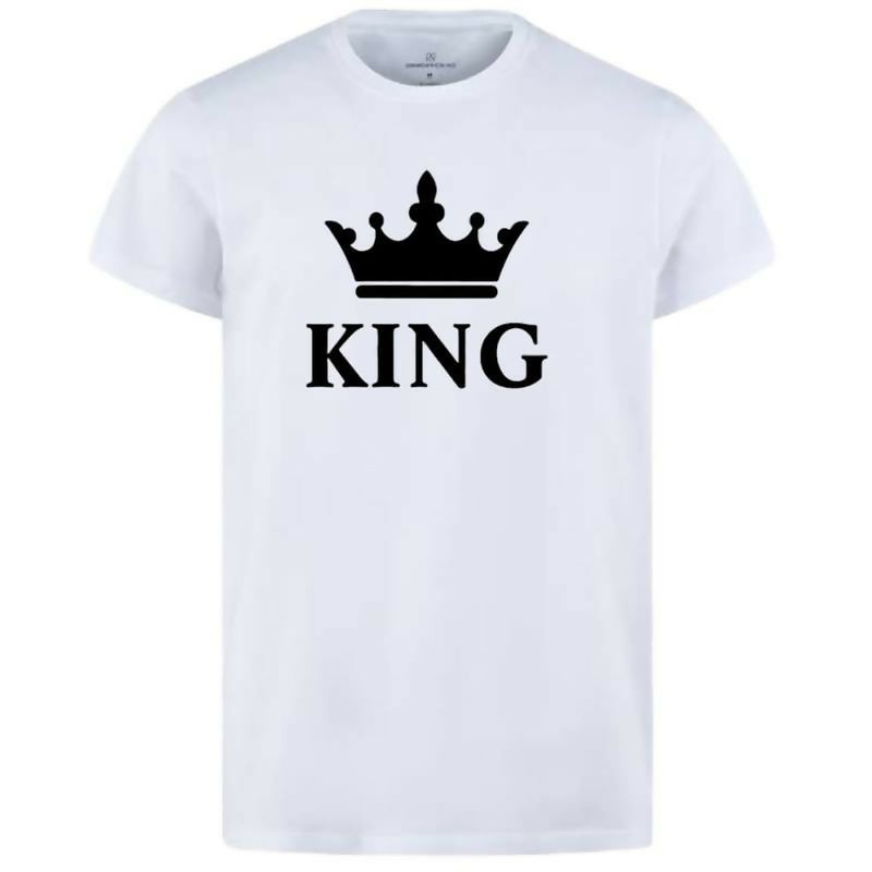 King & Queen Style White T-Shirt – King & Queen Design T-Shirts – Best Quality T-Shirts For Girls | T-Shirt For Women – T-Shirt For Boy | T-Shirt For Men | King T-Shirts | Queen Design T-Shirt – King, Small