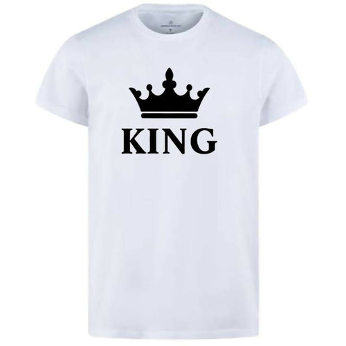 King & Queen Style White T-Shirt – King & Queen Design T-Shirts – Best Quality T-Shirts For Girls | T-Shirt For Women – T-Shirt For Boy | T-Shirt For Men | King T-Shirts | Queen Design T-Shirt – King, Small