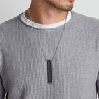 Pack of 2 Boys Bar Necklace – Stainless Steel Black Pendant Necklace