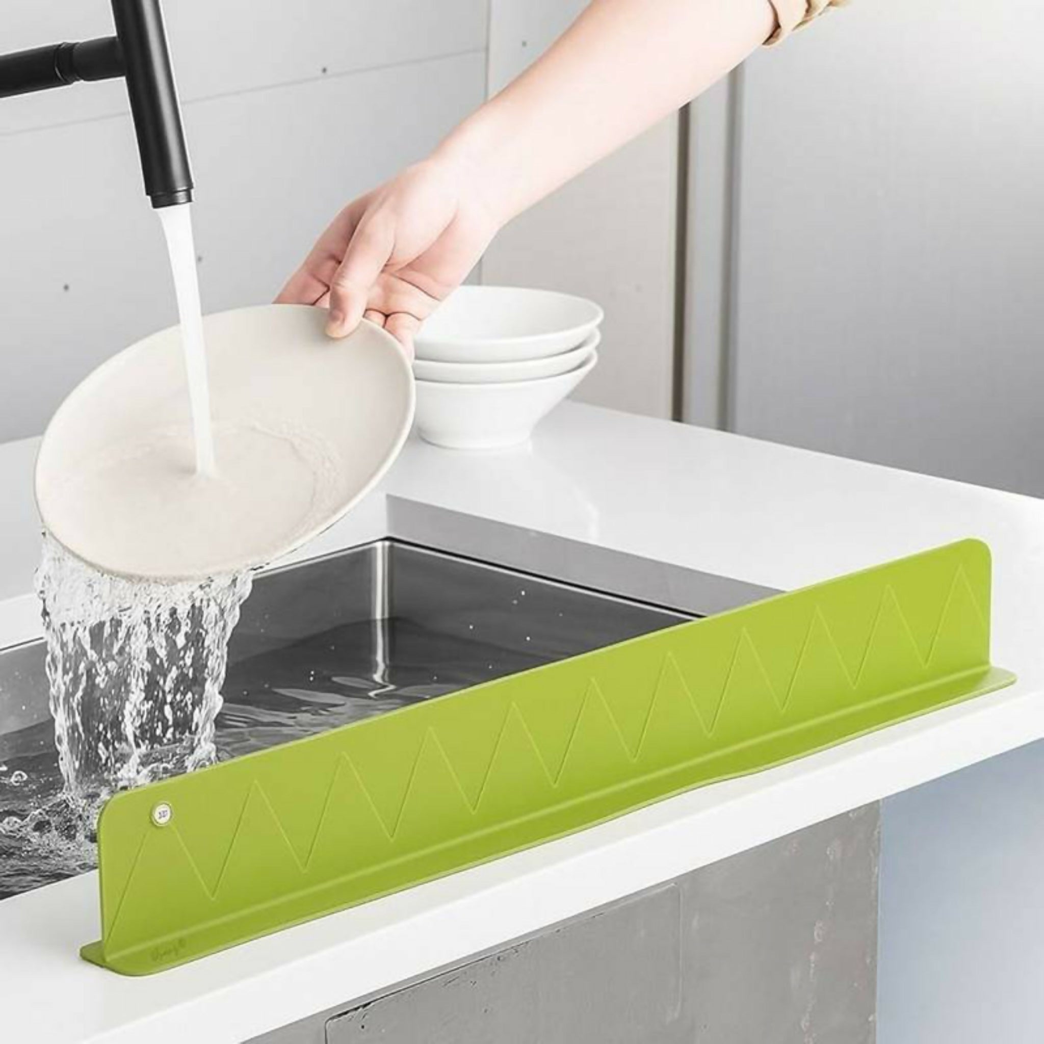 Silicone Sink Splash Guard with Suction Cups | 16 Inch Kitchen Sink Water Splash Guard