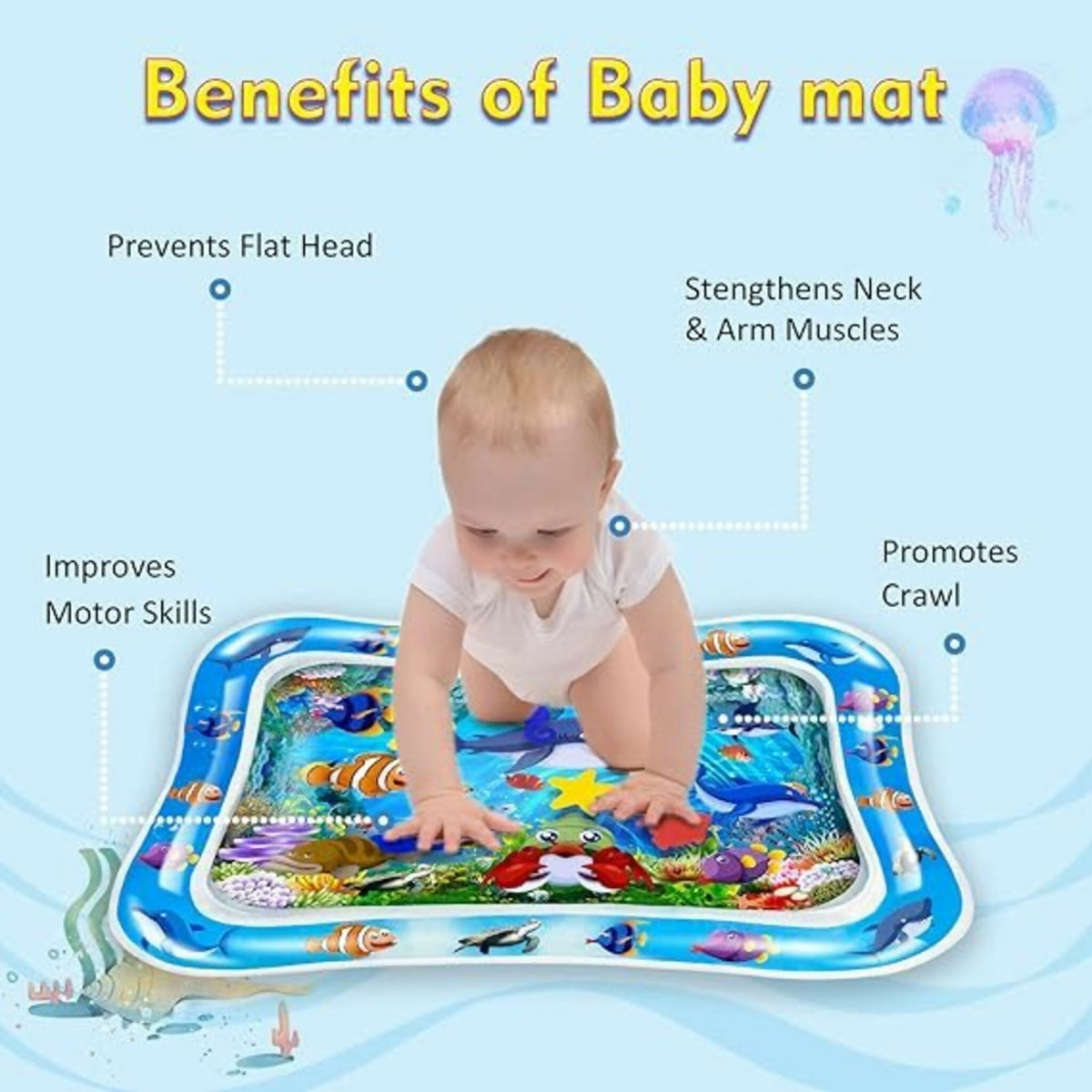 Inflatable Leakproof Tummy Time Water Mat for Kids