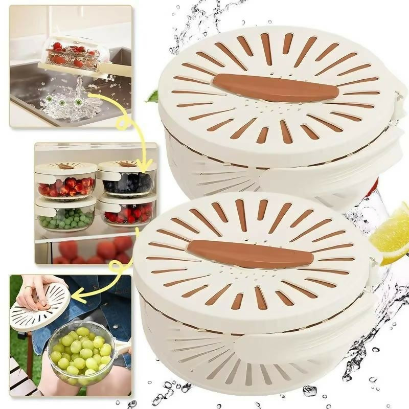 Multi-Functional Vegetable & Fruit Cleaning Basket | Folding Drainage & Storage Box | Fresh-Keeping Kitchen Filter Container