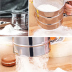 Stainless Steel Flour Sifter Is A Practical Kitchen Tool Designed For Baking And Cooking Tasks. It Is Made From Stainless Steel And Helps Sift Flour Smoothly For Better Mixing And Preparation. The Simple Design Makes It Easy To Use And Suitable For Regula