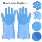 Silicone Dishwashing Gloves Pair | Reusable Heat Resistant Scrubber Cleaning Gloves
