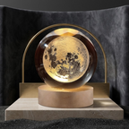 3D Galaxy crystal Ball lamp with wooden LED Base_Decorative Night Light (only Moon shape)