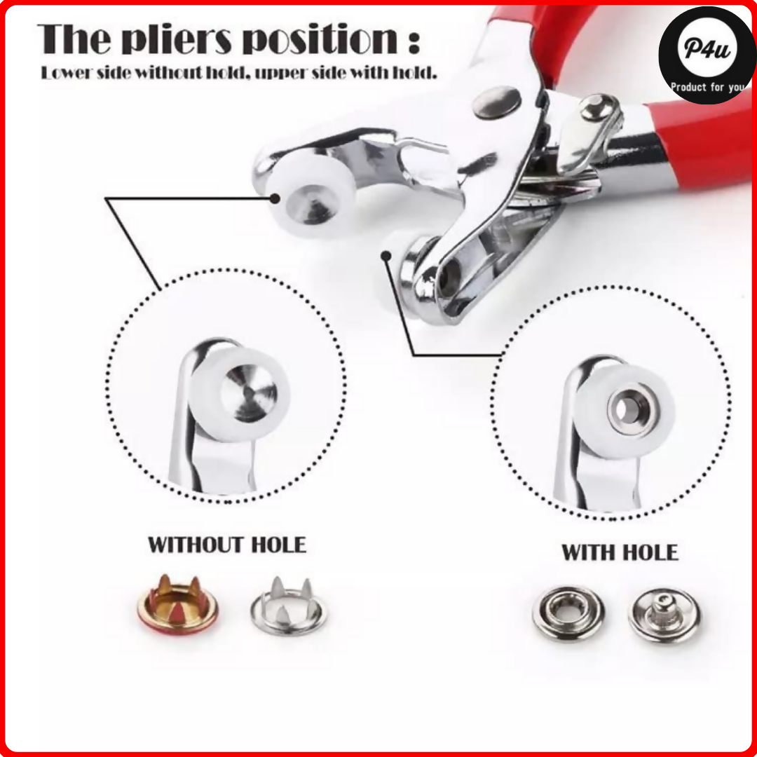 Hollow Metal Snap Button Set,Snap Fasteners,with Pliers,Leather Snap Buttons for Jeans Pockets