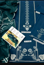 3 Pc Embroidered Lawn Suit Blue For Women