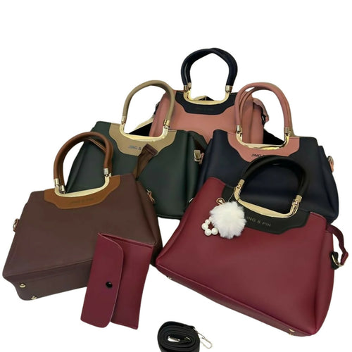 Structured Tote Handbag Collection, Elegant Multi-Color Set