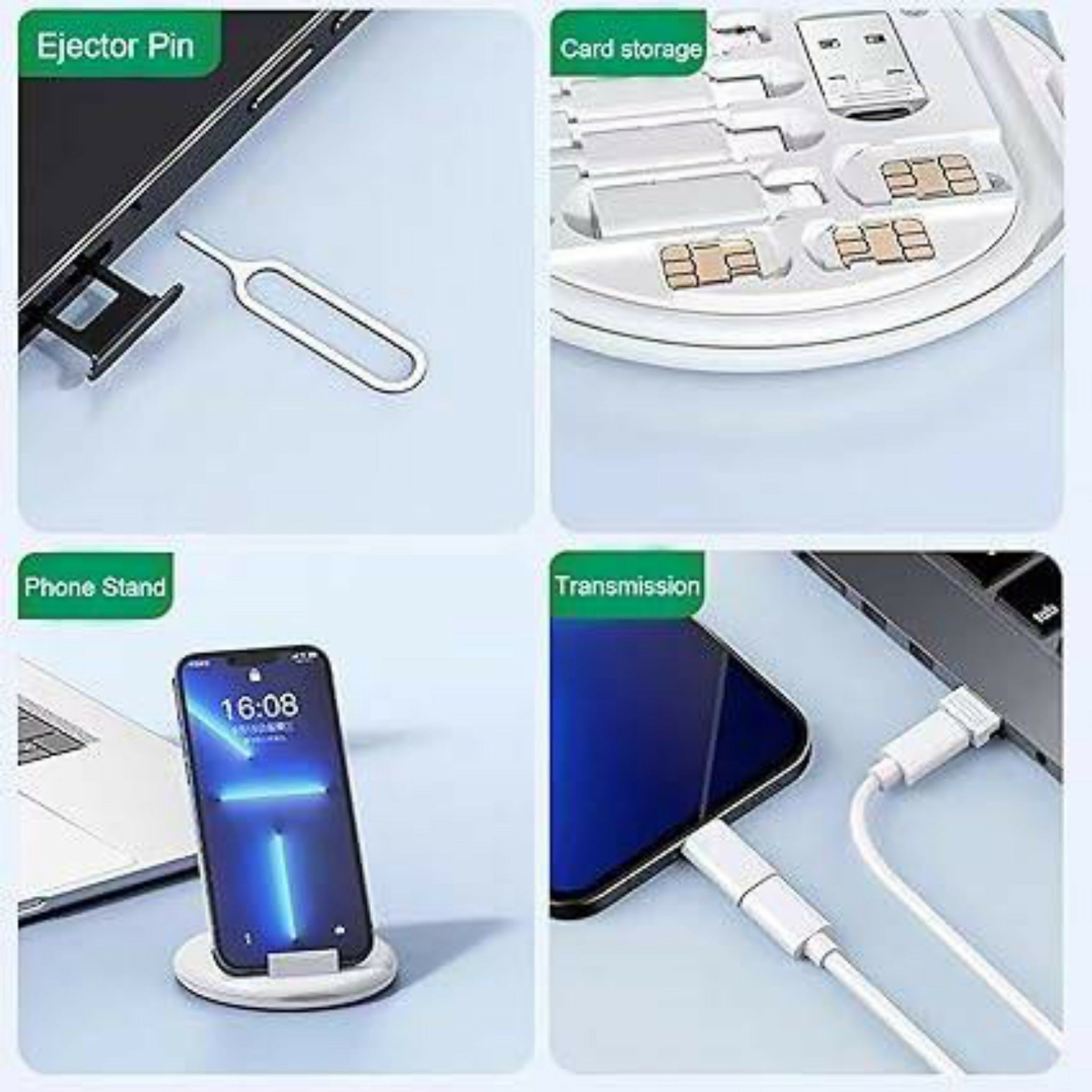 Multifunctional 60W Fast Charging Data Cable Set for Android & iPhone – Random Color