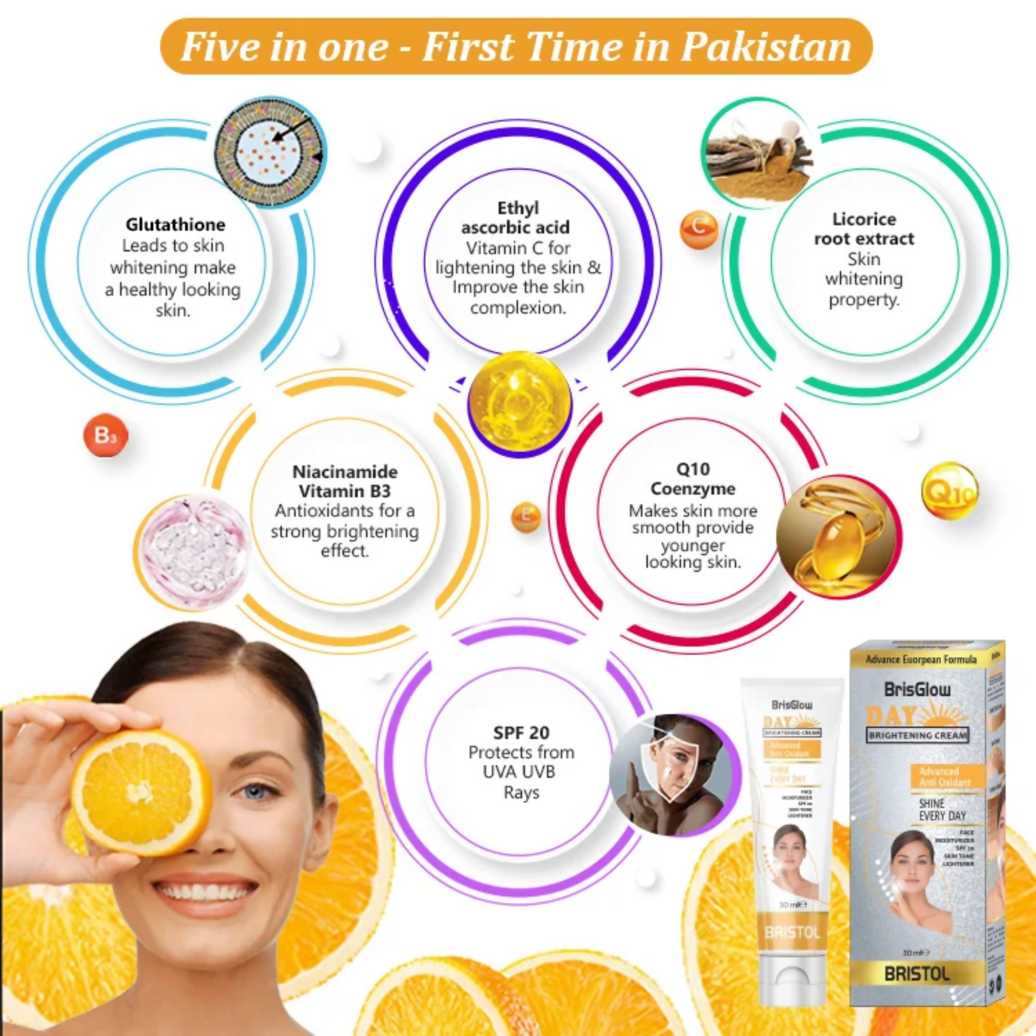 Cream, BrisGlow Day Brightening Glutathione & SPF Protection