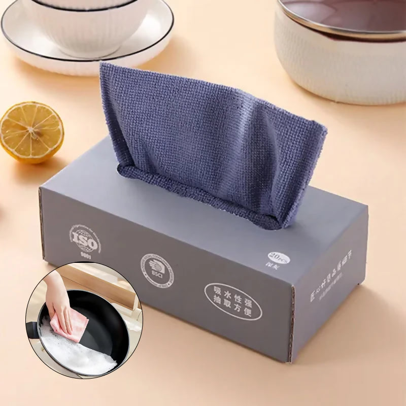 Microfiber Cleaning Cloth Pack Of 20 | Tissue Box Packing Microfiber Cleaning Towel Multi-Purpose Cloths for Kitchen, Car, Home & Professional Cleaning Use | Random Color