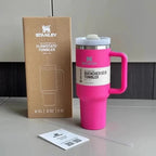 Pink Stanley 40 Oz Stainless Steel Tumbler | Leak-Proof Vacuum Insulated Travel Mug | Hot & Cold