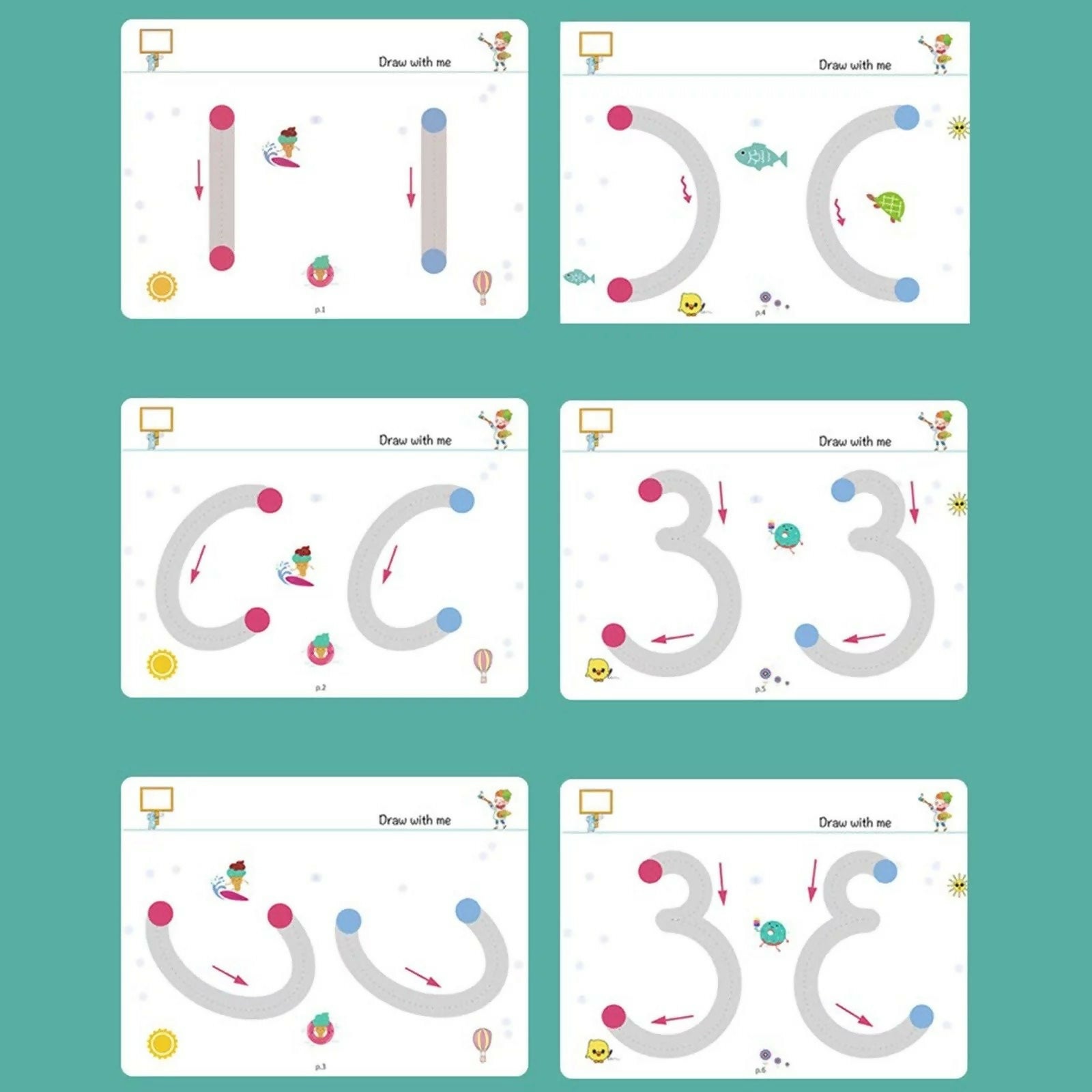 A4 Kids Educational Learning Tracing Book | 64 Pages Dot-to-Dot Activity Workbook with 2 Markers (Big Size)