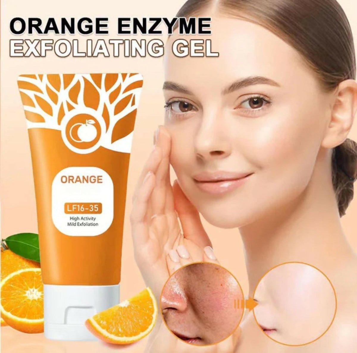 Orange Enzyme Exfoliating Gel | Brightening & Gentle Citrus Enzyme Scrub | Removes Dead Skin, Smooths Texture & Reveals Radiant, Glowing Skin (50gm)