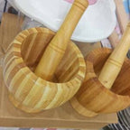 01 Set Wooden Pestle and Mortar For Crushing