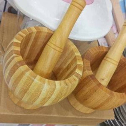 01 Set Wooden Pestle and Mortar For Crushing
