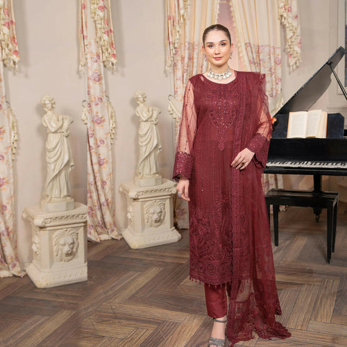 Semi-Stitched Shirt with Embroidered Adda Work