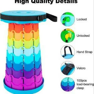 Portable Telescoping Stool, Folding Stool Lightweight & Sturdy, Retractable Telescopic Stool For Gardening, Camping, Travel, Fishing, Hiking And Bbq(Multi Color)