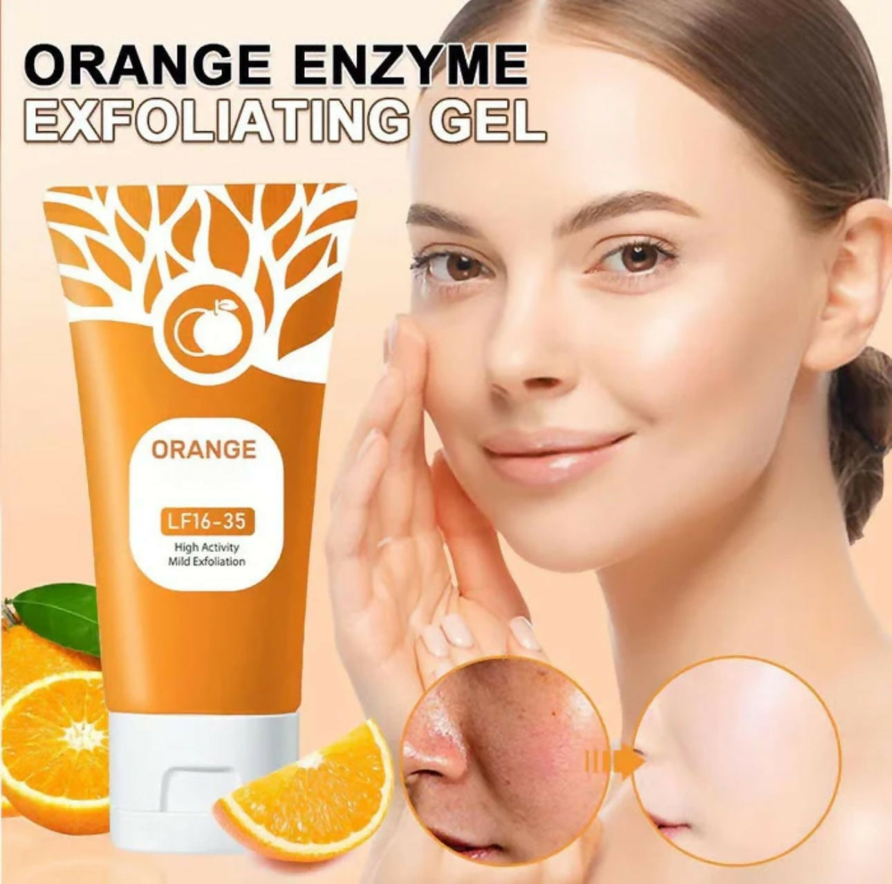 Orange Enzyme Exfoliating Gel | Brightening & Gentle Citrus Enzyme Scrub | Removes Dead Skin, Smooths Texture & Reveals Radiant, Glowing Skin (50gm)
