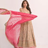 Dress Suit, Beige Chiffon Ensemble 3-Piece Set with Intricate Embroidery