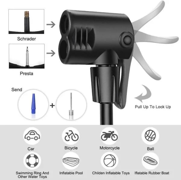 High Pressure Foot Air Pump – Heavy-Duty Mini Foot Pump for Bicycle, Ball, Scooter, Car & Inflatable Toys (Without Gauge) (Random Color)