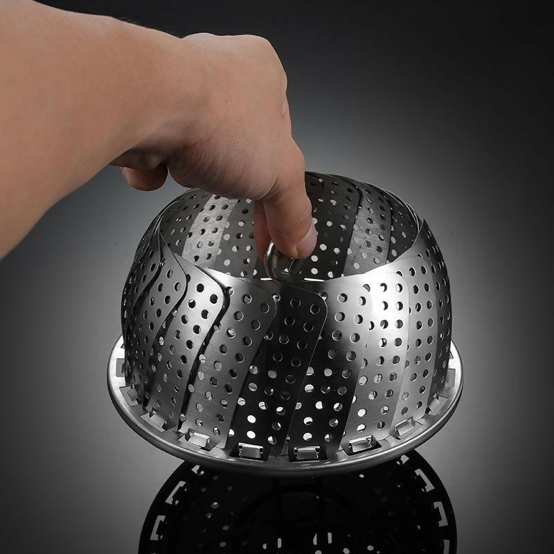 Stainless Steel Folding Vegetable Steamer Basket Stainless Steel Detachable Steaming Rack Steamer Tray for Kitchen Cookware