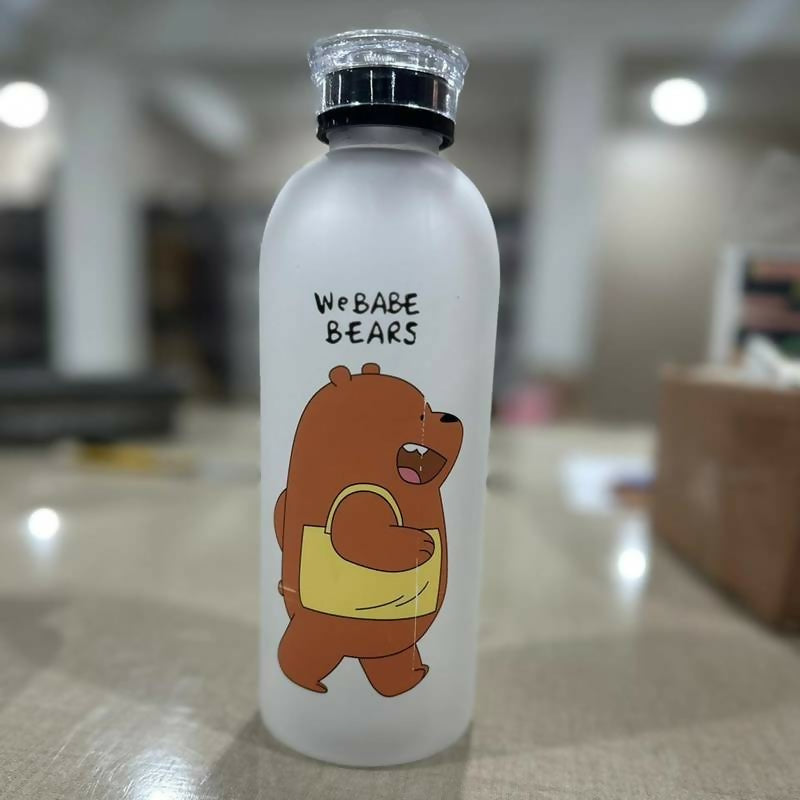 We Bear Panda Water Bottle 1000ml With Two Caps And Straw Durable Design For Daily Hydration And Easy Use (Random Design)