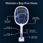 Rechargeable Mosquito Racket With Stand – Electric Insect Killer Bat For Indoor And Outdoor Use (Random Color)