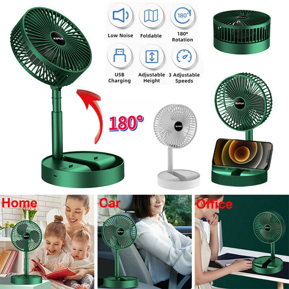 Fan, Portable Rechargeable Telescopic Folding, for Table with 3 Speed Levels