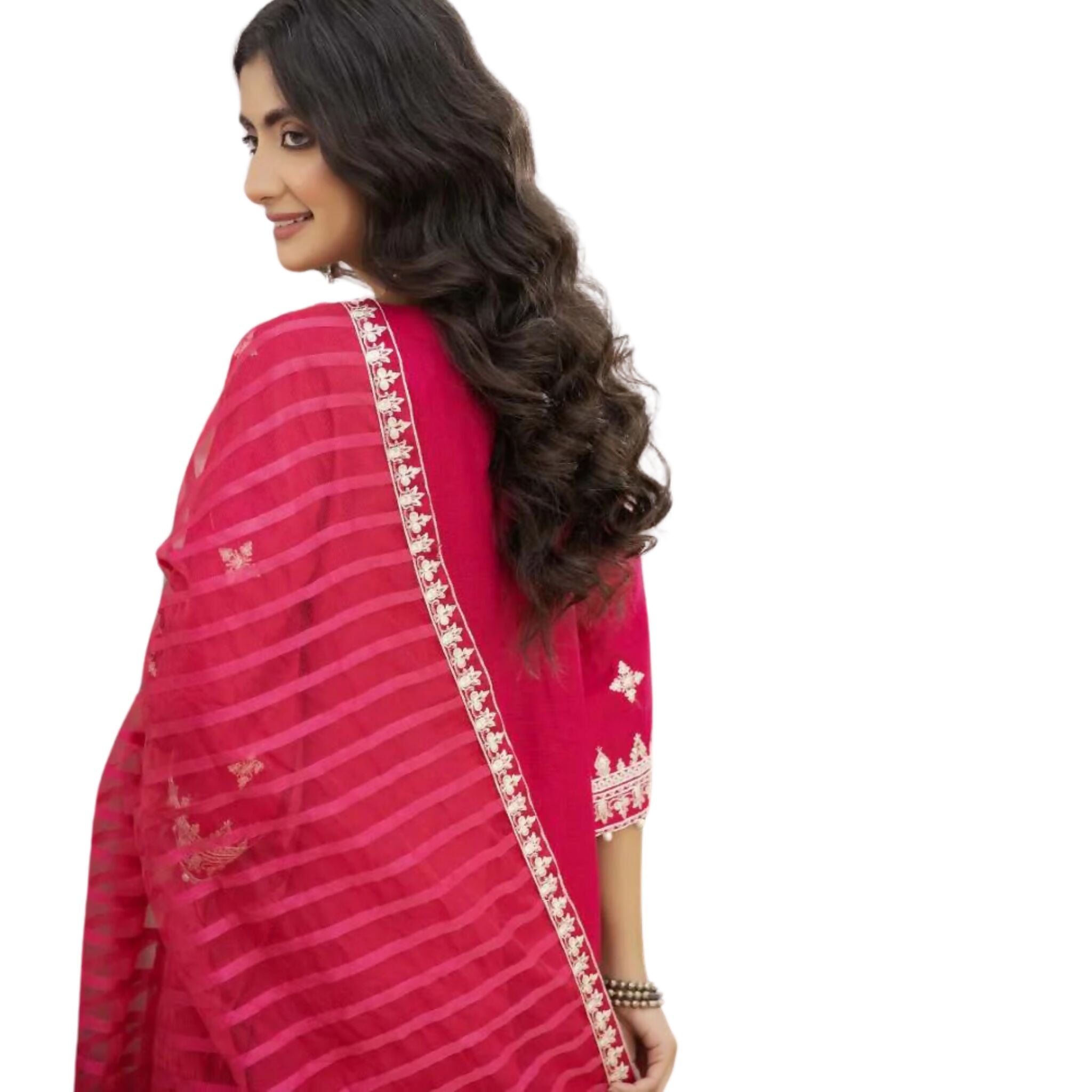 Suit, Pink Eid Ensemble, Intricate Embroidery on Fine Self Lawn Fabric